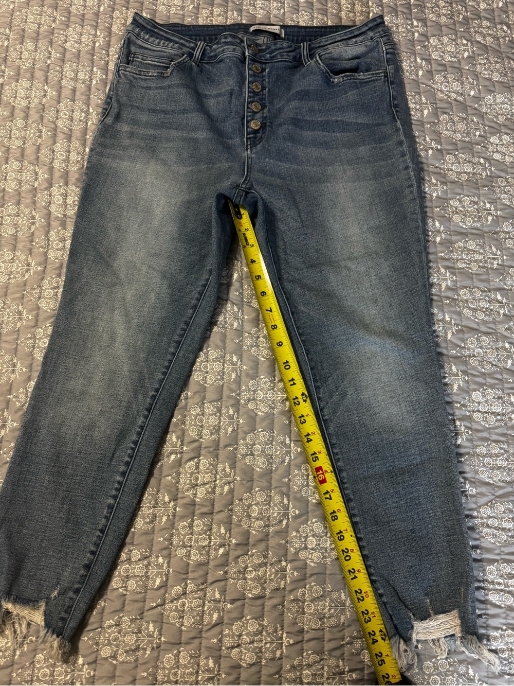 Flying Monkey Distressed Ankle Crop Jeans in Medium Blue - Picture 7 of 8